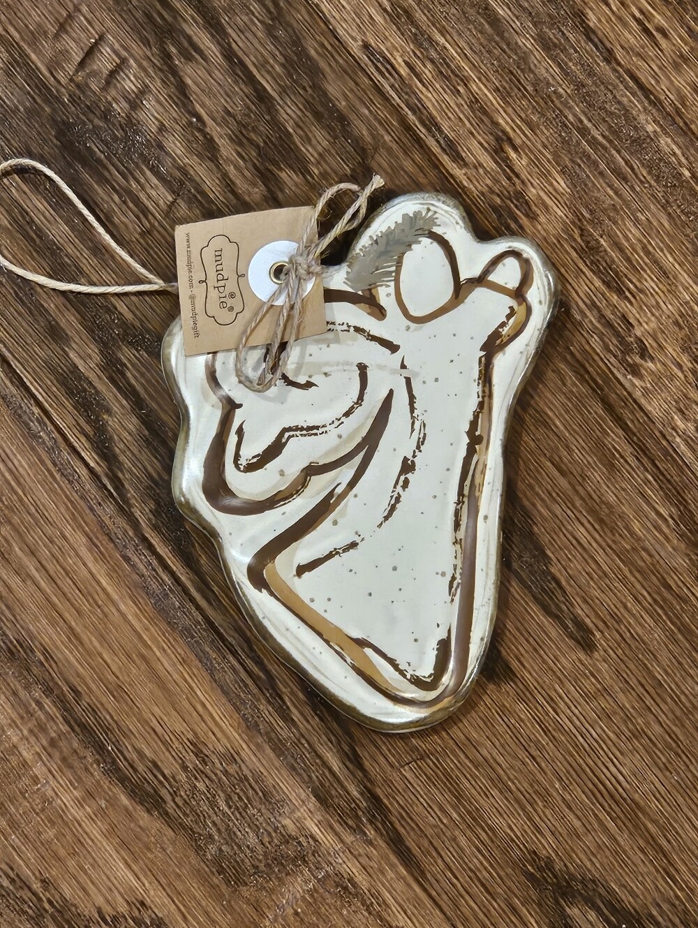 NWT Mud Pie Farmhouse Angel Ornament - Stoneware -#46700278A